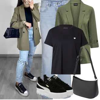 Outfit s Černá Zimní tenisky/Skate Bota/Nízká Teniska/Teniska na platformě/Letní tenisky Puma "Jarní Outfit"