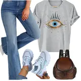 Slim Fit Wide Leg Jeans Outfits image