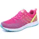 PAMRAY Damen Fitness Laufschuhe Sportschuhe Schnüren Running Sneaker Netz Gym Schuhe Rosa-Gelb 38