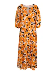Selected Femme Curve Kleid ''''Eunice'''' curry / rosa / schwarz