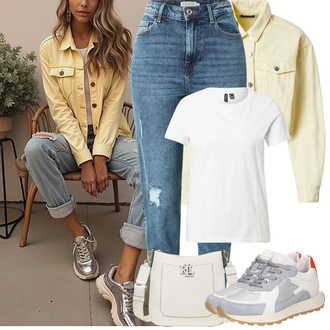 Outfit sa Plava/SvjetloPlava Hlače Jeggings/Traper Tajice/rupa hlača Pieces "Proljetni Outfit"