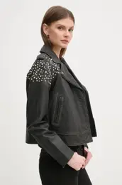 Usnjena biker jakna FANTASY enska, rna barva, PL402523