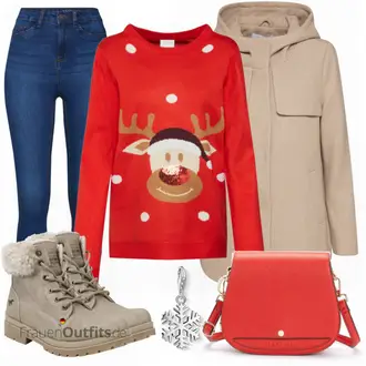 Urlaub Outfits Old Money mit Blau/Dunkelblau/Hellblau Lederjacke/High Waist Jeans/Jeans mit Schlitz/Push up Jeans/Leder Schuhe/Thermojeans/Winterjacke Noisy may "VILA Pullover"Look: Uni, 90er, Coole, Schön, Old Money, Nahtlos, Schlichte