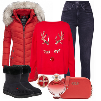 Outfit mit Blau Stiefel Tom Tailor "Navahoo Mantel"