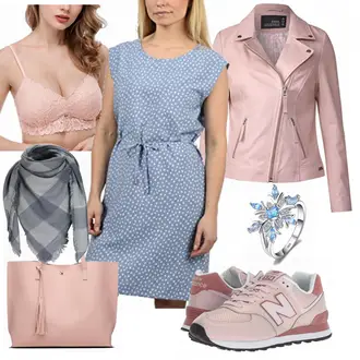 Outfit mit Rosa/Beige/Blau CECIL "New Balance Only"
