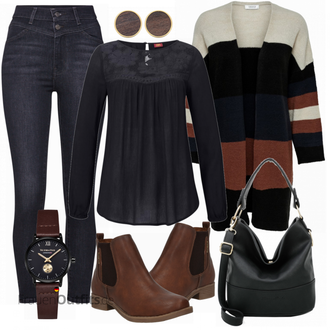 Outfit mit Rot Stiefel Tom Tailor "BUFFALO Strandbluse"