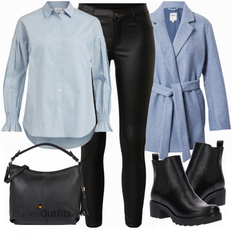 Oversize Kurz Outfit mit Schwarz Chelsea Boot/Lederjacke/Flache Stiefelette/Gummistiefelette About You "Leichtes Outfit"Look: Uni, Schick, Edel, Coole, Oversize, Techno, Unisex, Wetlook
