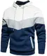 PADOLA Unisex Hoodie Patchwork Pullover Herren Farbblock Langarm Sport Sweatshirt Kapuzenpullover mit Tasche(Weiß,M)