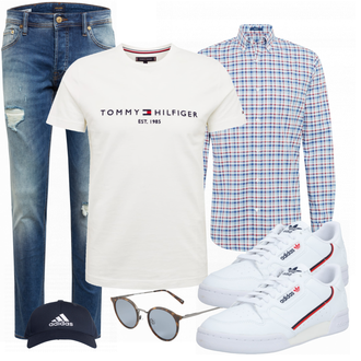 Outfit mit Blau Hut Adidas Performance "Leichtes Outfit"