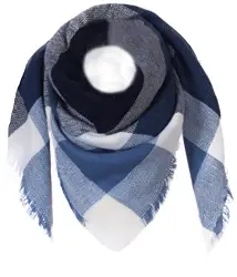 Fashion YOU WANT Damen XXL Schal kariert Karo Muter Quatro Deckenschal Scarf Bolero Tuch Poncho (dunkelblau/weiß/blau)