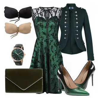 Outfit mit Dunkelgrün/Grün Fit & Flare Kleid/Ärmelloses Kleid/SkaterKleid/Gothic Kleid/Weihnachtskleid/Rock''n''roll Kleid/Cocktailkleid/Spitzenkleid/A-Linien Kleid Voodoo Vixen "VOODOO VIXEN"