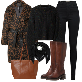 Outfit sa Smeđa/Tamnosmeđa Prijelazni Kaput/Midi Kaput/Vintage Kaput/Kaput od Buklea/Kaput od Tvida/Vuneni Kaput/Oversize Kaput/loden kaput/Zimski Kaput Vuneni kaput Guess "Zimski outfit"