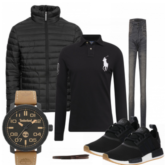 Outfit mit Weiß/Blau Sneaker Adidas Originals "Timbus"