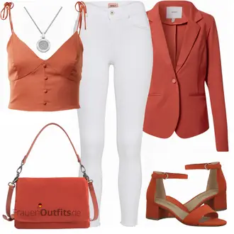 Button Down Outfit mit Orange/Rot/Braun Shirt & Top Große Größe/Bikini große größe/Bluse und Tunika/Bluse Große Größe/Badeanzug Große Größe/Bustier-top/Spaghetti Top About You "Sommerliches Freizeit Outfit"