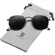 SOJOS Mode Polygon Sonnenbrille Damen Herren Verspiegelte Linse Leichte Unisex Brille SJ1072 mit Schwarz Rahmen/Grau Linse