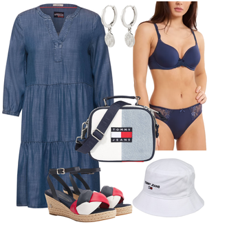 Outfit mit Blau/Dunkelblau 男士鞋子尺寸11/Balconette-Bh/Neckholder Push-up Bh/Minimizer-Bh/Multiway-Bh/Gepolsterte BH/Push-Up-Bh/Entlastungs BH/Lederjacken für Männer/Bügel-Bh/Bügel-BH/Bh Ohne Bügel lingadore "Stylische Sommerlaune"
