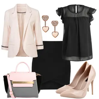 Metallic Outfit mit Grau High Heel Stiefelparadies "BusinessLady"