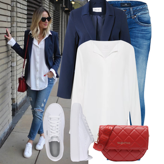 Kombinacije za bucmaste Ured sa Siva/Bijela/Krem/Kaki/Bež/Smeđa Bluza i Tunika/Bluza Veći Broj Vila "Moderan outfit za slobodno vrijeme"Look: klasický, Stil, Pametno ležerno, Ured, Elegantan, Sveučilišna