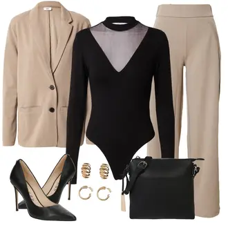 Outfit mit Schwarz/Weiß High Heel/Bequemer Pump/Hochfrontpump/Vintage Pumpe/Business-Schuh/High Heel Pumps Guess "Elegantes Winter Outfit"