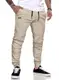 JMIERR Herren Hose Chino Cargo Hose Jogginghose Herren Baumwolle Sporthose Casual Freizeithose Elastische Taille mit Kordelzug Sweatpants Herren mit Taschen, Khaki-M