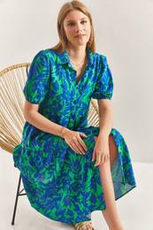 Women's Collared Buttoned Viscose Dress