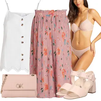 Button Down Outfit mit Weiß/Rot/Rosa/Braun Shirt & Top Große Größe/Bluse und Tunika/Bluse Große Größe Vila "Sommerliches Freizeit Outfit"