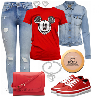 Outfit met rood Sneaker wolky "Outfit in warme Zomerkleuren"