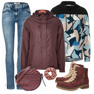Outfit mit Rot Stiefel Rieker "Einzigartiges Freizeit Outfit"