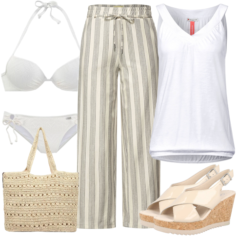 Beige Sandalen/Schlaghose Gabor kombinieren
