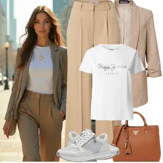 viskóza Outfit sa Bež/Kaki Široka Hlača/Paperbag Hlača/Palazzo Hlača/Hlače Visokog Struka/Hlače od muslina/Hlače s Prorezom/Marlene Hlača Edited "Jarní outfit"