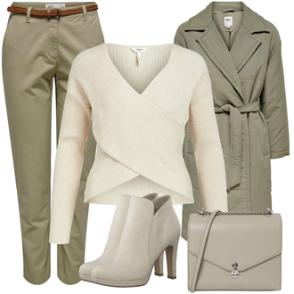 Kombinacije za zimu Šik Visok sa Kaki Hlače JdY "Zimski outfit"Look: Chic, Radna odjeća, Šik, Elegantan, Pametno ležerno, Prekrasan, Old Money, cool, Ured