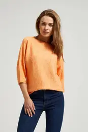 Women's sweater with 3/4 sleeves - orange