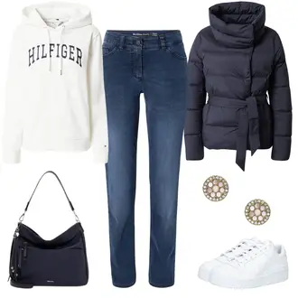 Outfit s Modrá/Světle modrá/Tmavě modrá Skinny Kalhoty/Džínové Legíny/Úzká Kalhoty/Jeggings GERRY WEBER "Perfekt na podzim"