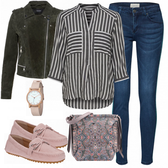Outfit met beige Laars Timberland "Only Blouse"
