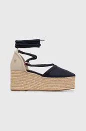Espadrile CLOSED TOE LINEN FLATFORM enske, mornarsko modra barva, FW0FW07746