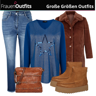 Outfit mit Braun Stiefel UGG "Mode für Mollige"