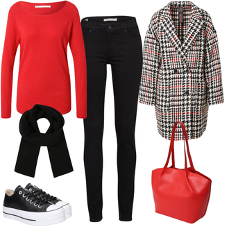 Hochzeit Outfit mit Schwarz Leder Sneaker/Canvas-Sneaker/Sneaker Low/Schmaler Sneaker/Sneaker Mit Seitlichem Reißverschluss Converse "Rote Streifen Alltagslook"Look: Hochzeit, Beerdigung, Electro, Pop Konzert, Schule