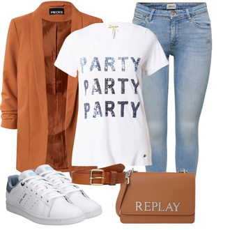 Mottoparty Outfit mit Weiß/Silber/Grau Bluse Große Größe/T-Shirt & Top/Ausgefallenes T-shirt/Partytop/Shirt & Top Große Größe Key Largo "Stilvoller Look für die Freizeit"Look: Party, Mottoparty, Konzert