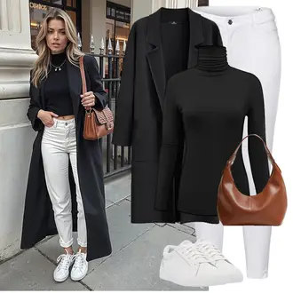 Herbst Outfits Coole mit Grau/Creme/Weiß Cross, Schwarz Scuba-Mantel/Oversize Mantel/Blazermantel/Midi Mantel/Wollmantel/Langmantel/Langer Mantel/Wollmantel/Kaschmir Mantel/Wolle Strickjacke/Strickjacke Gefüttert/Kaschmir-Strickjacke/Strickjacke Tracht/Winter Strickjacke/Lange Strickjacken LILLUSORY "Look für den Winter"Look: Coole, Outdoor, Nahtlos, Schön, Uni, Classic, Chill, Büro, Stil, Business, Feine, Oversize, Elegant, Edel, Unisex, Overdressed, Smart Casual, Workwear, Gothic, Casual, Schick