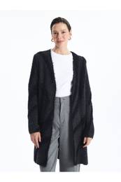 Shawl Collar Patterned Long Sleeve Women's Plush Cardigan