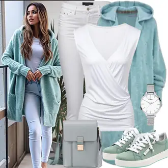 Elegant Outfit met wit/grijs/Crème Blouse Jurk/Jurk met Cape/Mousseline Jurk/Tuniek Jurk/Mouwloze Blouse/Oversized Mousseline Blouse/Tuniekshirt/Oversized Blouse/Blouse met Opstaande Kraag/Buitengewone Blouse lingadore "Perfect voor de lente"Look: Unisex, Klassiek, Feestelijk, Met transparantie, Overgekleed, Extra groot, Simpel, Elegant, Traditional, Retro