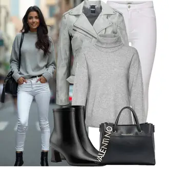 Mit Absatz Outfit mit Schwarz/Weiß SommerStiefelette/High Heels Stiefel/Gefütterte Stiefelette/Vintage Stiefelette/Spitzer Stiefel/Leder Stiefelette/Klassische Stiefelette NobleOnly "Schönes Frühlingsoutfit"