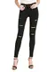LAVIZO Damen Jeans Skinny, Stretch Jeans Damen, Damen Zerrissene Destroyed Jeans Hose mit normaler Bund, Slim Fit Röhrenjeans, Schwarz-la0018, 26W / 28L