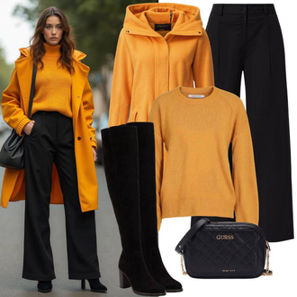 Tenues d'Affaires Automne avec Noir temu, Orange Tricot Grande Taille/Pull Basique/Pull en Cachemire/Pull Court/Pull en Maille Fine/Pull en Tricot/Mohair Pullover/Pull Col Rond/Pull Simple/Pull en Laine GAP, Jaune Manteau/Cardigan Col Montant/Cardigan en Laine/Cachemire-Cardigan/Manteau en Laine Polaire/Manteau en Maille/Manteau de Laine/Manteau Coupe Slim/Manteau Court/Manteau Léger/Manteau Polaire Tricot/Manteau Blazer/Veste en Laine/Veste d'Uniforme/Veste Mérinos Ulla Popken "Costume de loisirs d'hiver"
