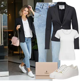 outfit mit Bež/Rjava/Škrlatna/Roza Denarnica/Torba Furla "Udoben videz za pomlad"
