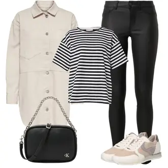 Regularen outfit mit Črna/Siva Torbica za čez ramo/Vrečka za prenašanje/Torba za čez ramo/Billfold/Mini torbica/Satchel torba/Torba za čez ramo Calvin Klein Jeans "Udobna pomladna obleka"