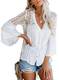 FIYOTE Damen Hemd Lose Langarmshirt Top Tunika Oberteile Hemd Lose, 1-weiß, M