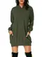 Auxo Damen Hoodie Kleid Pullover Langarm Sweatshirts Kapuzenpullover Tops Herbst Mini Kleid 01-Armee-Grün Medium