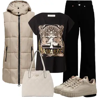 Outfit sa Crna/Pink/Smeđa/Crvena Košulja top/Majica s printom/Print majica/Tunika za Plažu/Majica i top/Tunike za plažu/Majica za trudnice/Majica kratkih rukava/Top za plažu/Otmjena majica Sofie Schnoor "Outfit Za Ljeto"