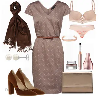 Party Outfits mit Braun Kleid Große Größe Comma "COMMA Kleid"